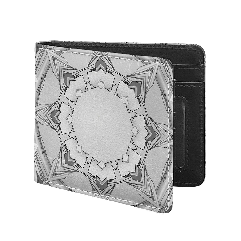 White Kaleidoscope Print Bifold Wallet