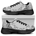 White Kaleidoscope Print Black Chunky Shoes