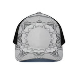 White Kaleidoscope Print Black Mesh Trucker Cap