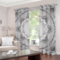 White Kaleidoscope Print Dimout Grommet Curtains
