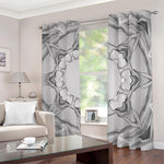 White Kaleidoscope Print Blackout Grommet Curtains