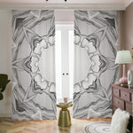 White Kaleidoscope Print Blackout Pencil Pleat Curtains