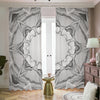 White Kaleidoscope Print Blackout Pencil Pleat Curtains