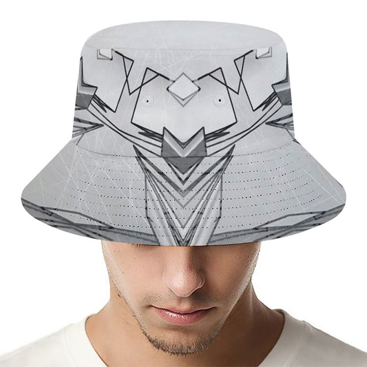 White Kaleidoscope Print Bucket Hat
