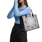 White Kaleidoscope Print Canvas Tote Bag