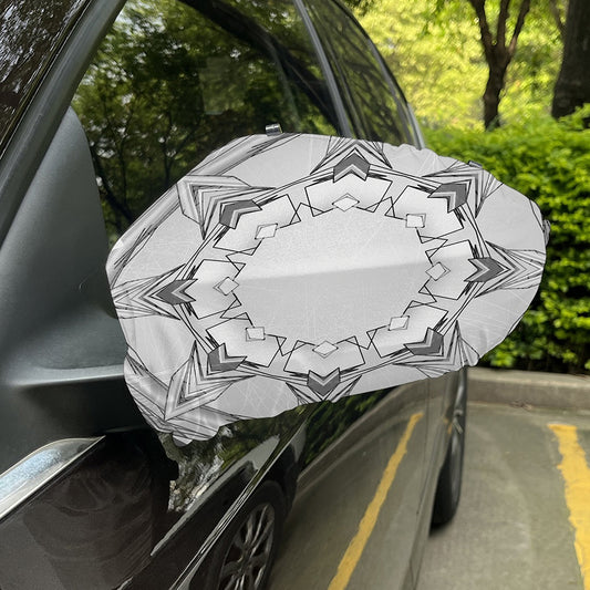 White Kaleidoscope Print Car Side Mirror Covers