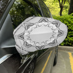 White Kaleidoscope Print Car Side Mirror Covers