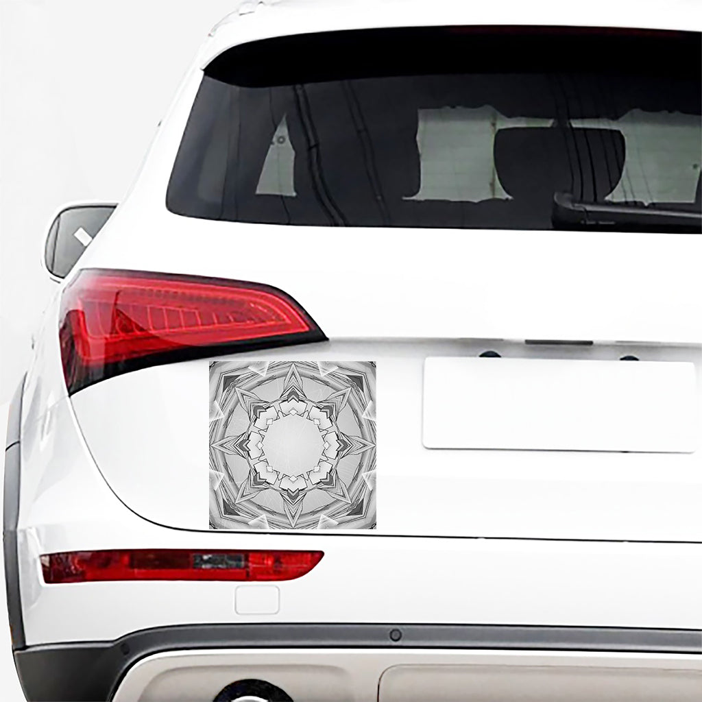 White Kaleidoscope Print Car Sticker