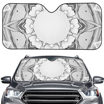 White Kaleidoscope Print Car Windshield Sun Shade