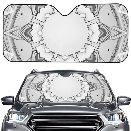 White Kaleidoscope Print Car Windshield Sun Shade