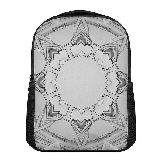White Kaleidoscope Print Casual Backpack