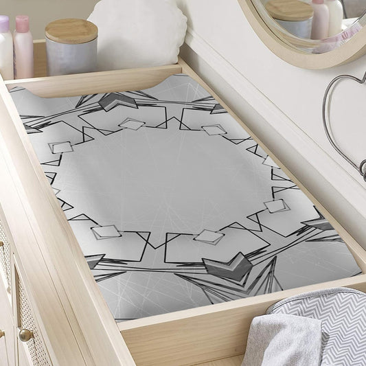 White Kaleidoscope Print Changing Pad Cover