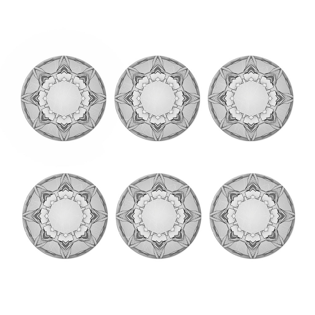 White Kaleidoscope Print Coaster Set