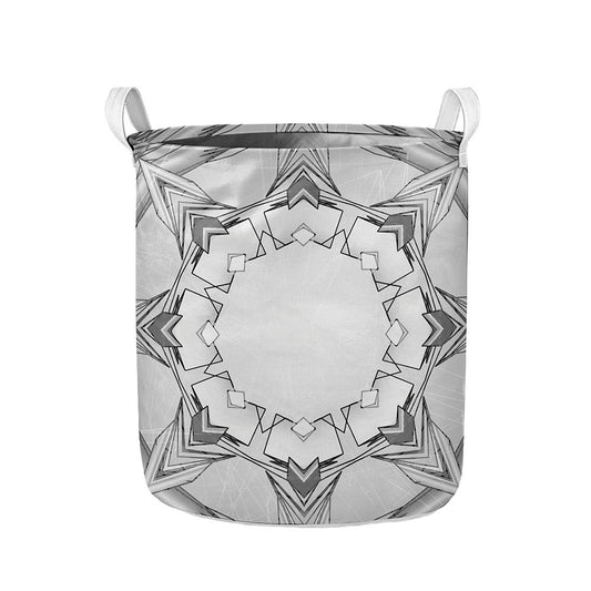 White Kaleidoscope Print Collapsible Laundry Basket