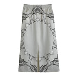 White Kaleidoscope Print Cotton Front Slit Maxi Skirt