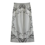 White Kaleidoscope Print Cotton Front Slit Maxi Skirt