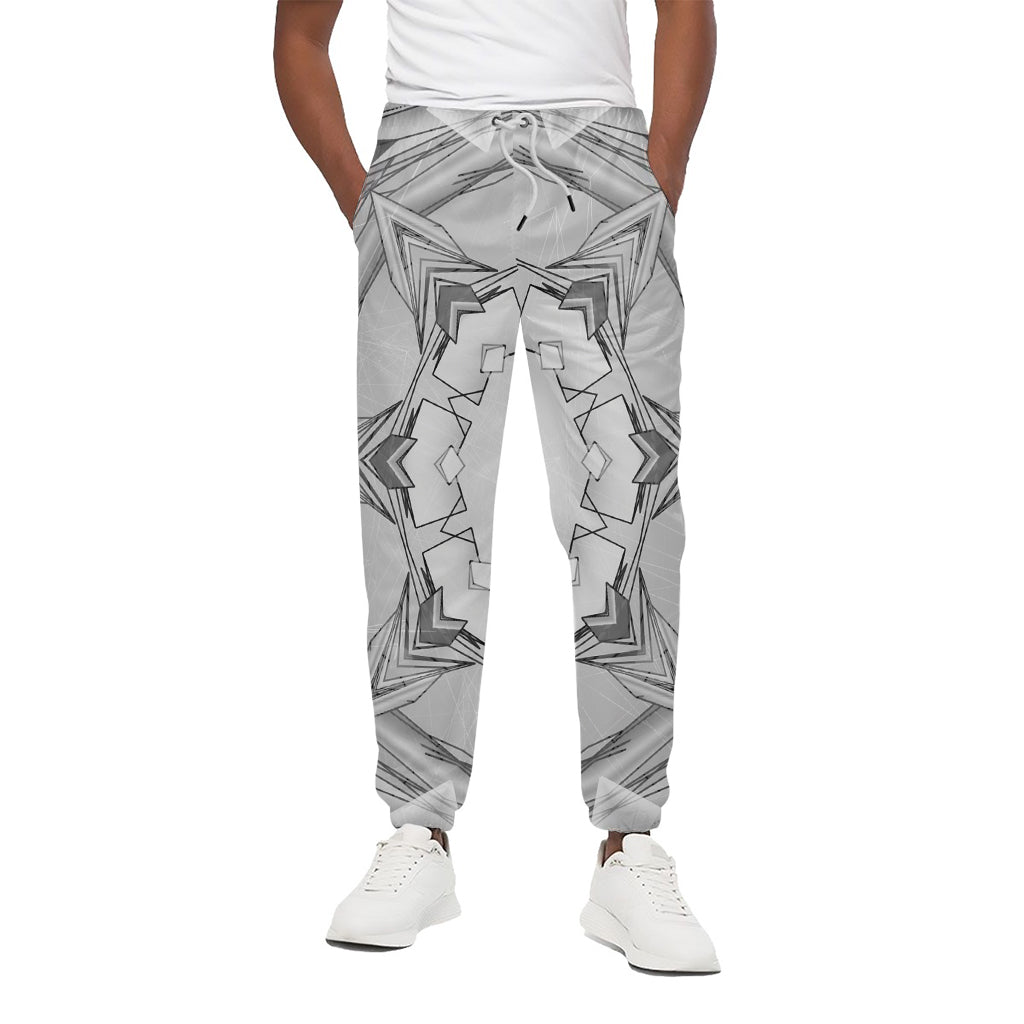 White Kaleidoscope Print Cotton Pants