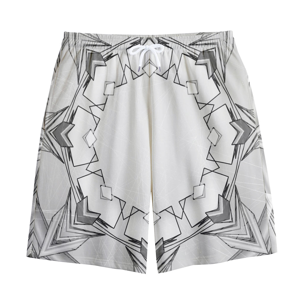White Kaleidoscope Print Cotton Shorts