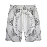 White Kaleidoscope Print Cotton Shorts
