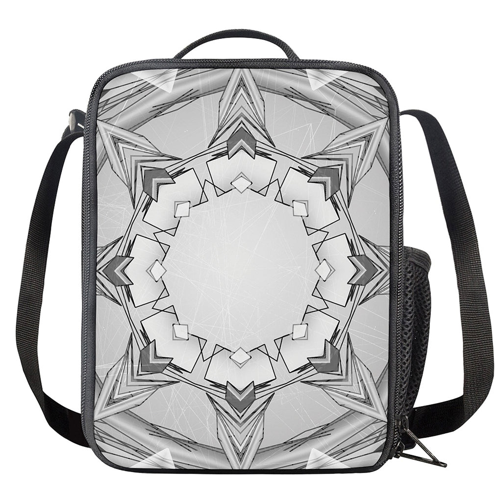 White Kaleidoscope Print Crossbody Lunch Bag