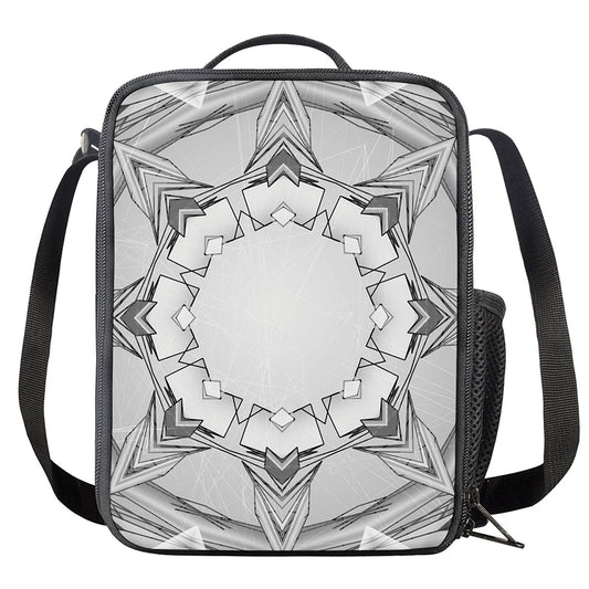 White Kaleidoscope Print Crossbody Lunch Bag