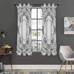 White Kaleidoscope Print Curtain