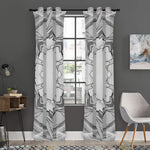 White Kaleidoscope Print Curtain