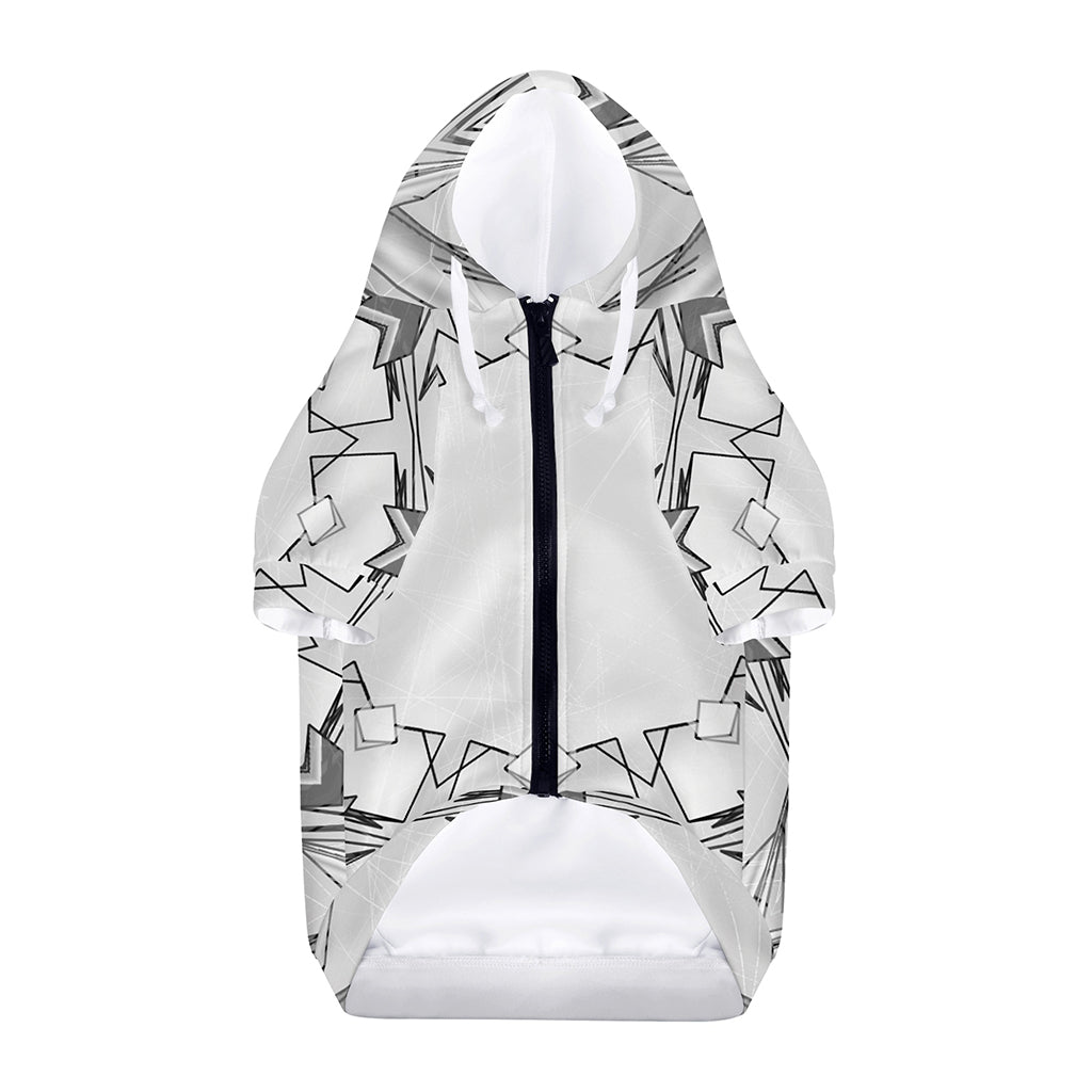 White Kaleidoscope Print Dog Zip Up Hoodie