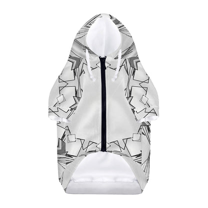 White Kaleidoscope Print Dog Zip Up Hoodie