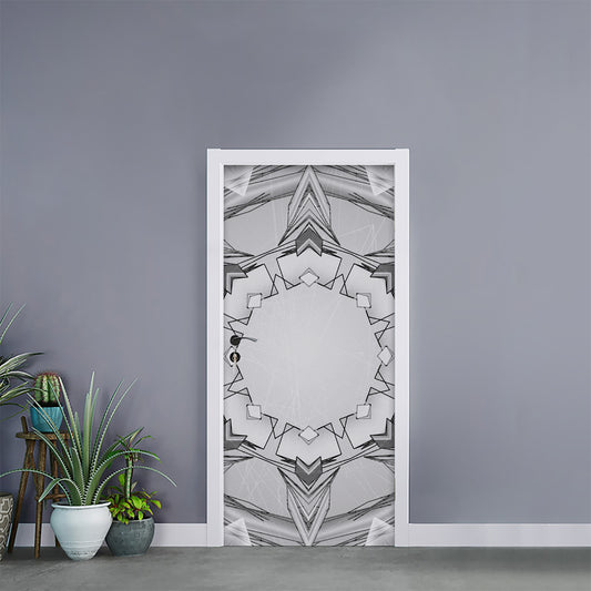 White Kaleidoscope Print Door Sticker