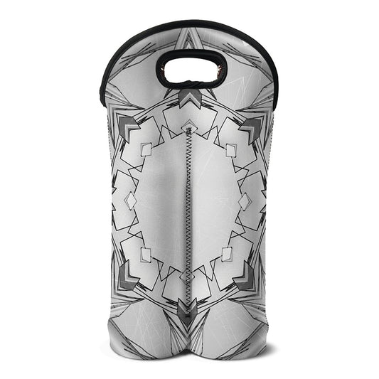 White Kaleidoscope Print Double Neoprene Wine Tote
