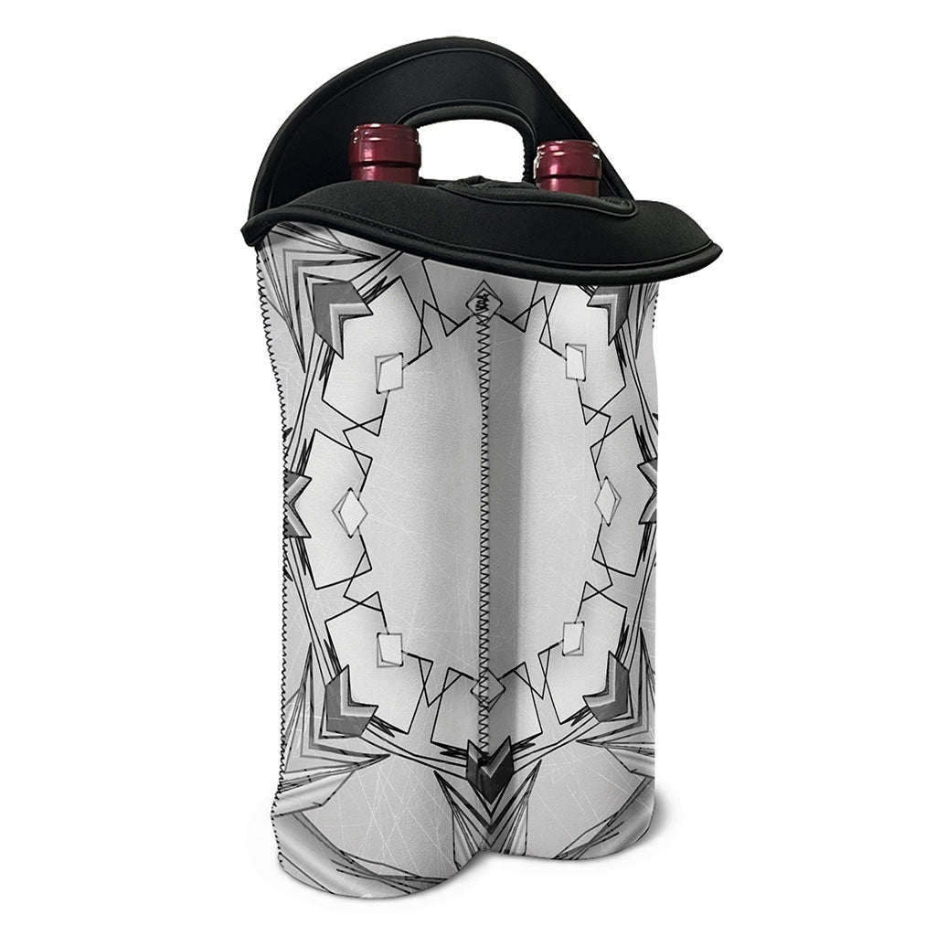 White Kaleidoscope Print Double Neoprene Wine Tote