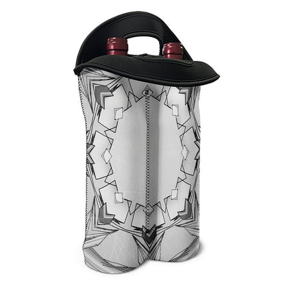 White Kaleidoscope Print Double Neoprene Wine Tote