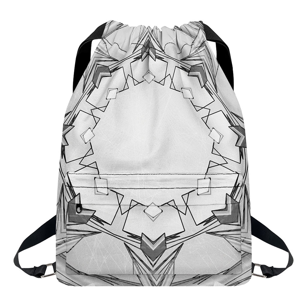White Kaleidoscope Print Drawstring Backpack