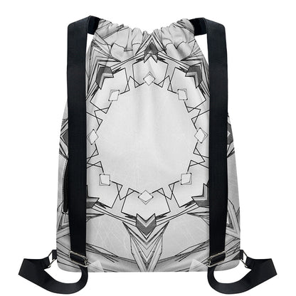 White Kaleidoscope Print Drawstring Backpack