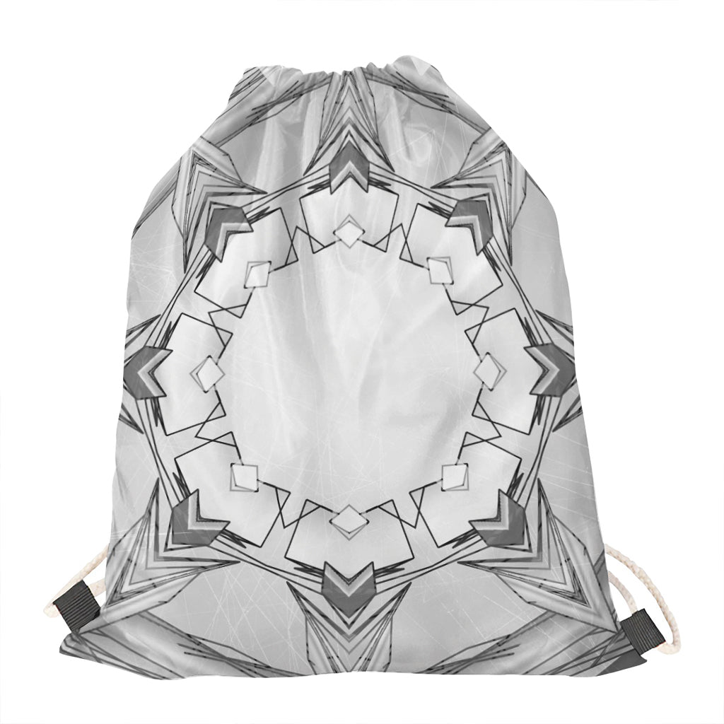 White Kaleidoscope Print Drawstring Bag