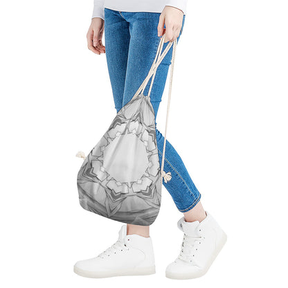 White Kaleidoscope Print Drawstring Bag