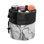 White Kaleidoscope Print Drawstring Makeup Bag