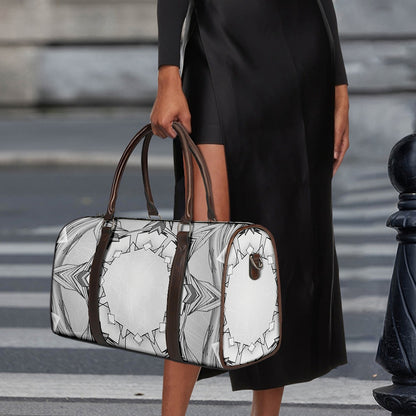 White Kaleidoscope Print Duffle Bag