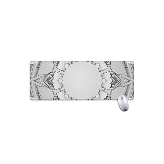 White Kaleidoscope Print Extended Mouse Pad