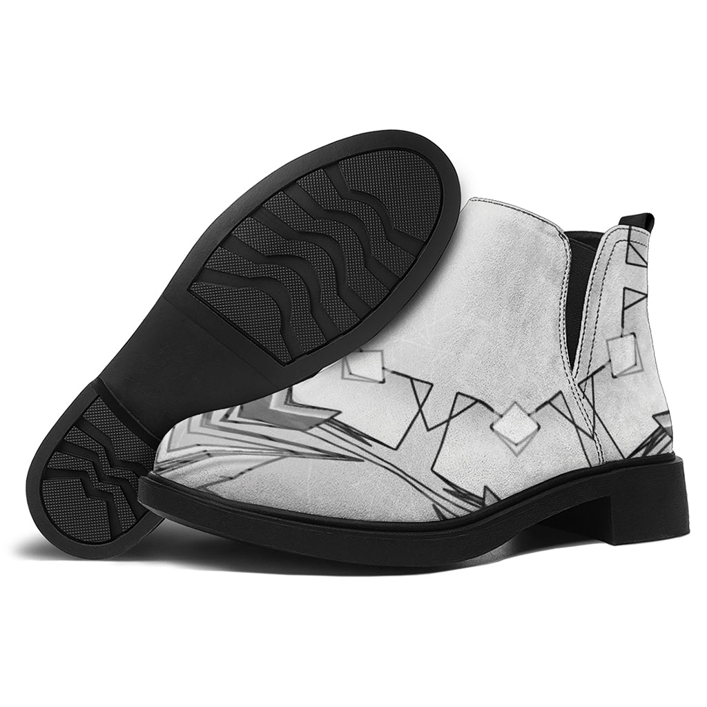 White Kaleidoscope Print Flat Ankle Boots
