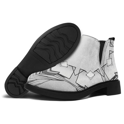 White Kaleidoscope Print Flat Ankle Boots