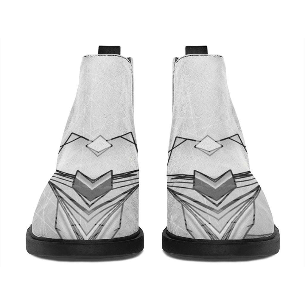 White Kaleidoscope Print Flat Ankle Boots