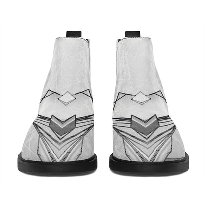 White Kaleidoscope Print Flat Ankle Boots