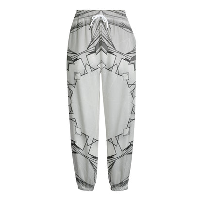 White Kaleidoscope Print Fleece Lined Knit Pants