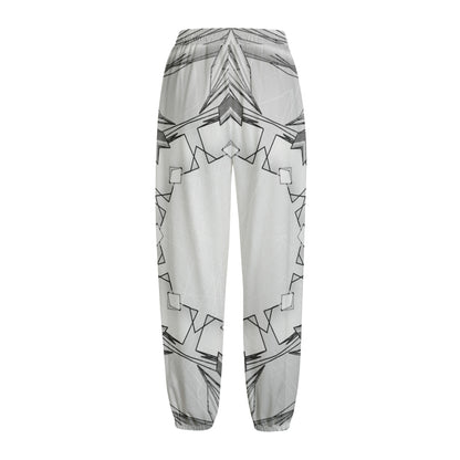 White Kaleidoscope Print Fleece Lined Knit Pants