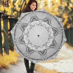 White Kaleidoscope Print Foldable Umbrella
