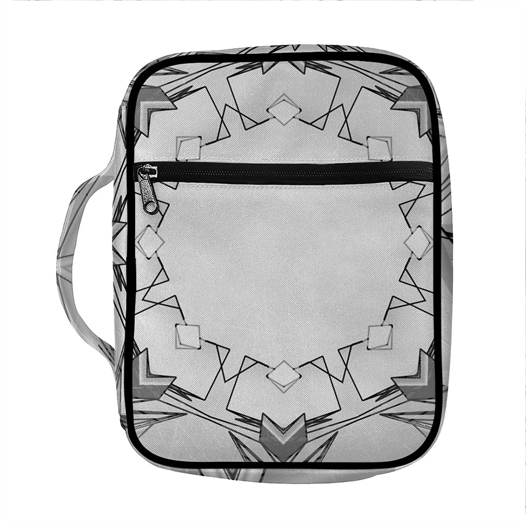 White Kaleidoscope Print Front Pocket Bible Bag