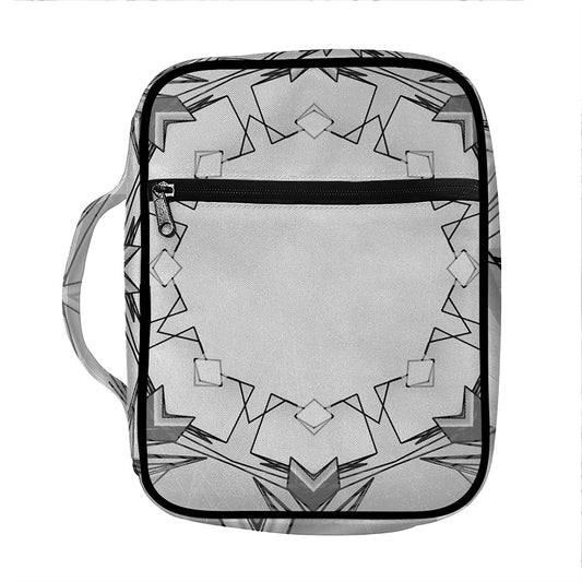 White Kaleidoscope Print Front Pocket Bible Bag