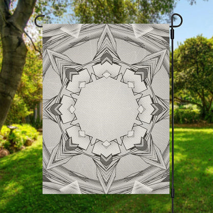 White Kaleidoscope Print Garden Flag